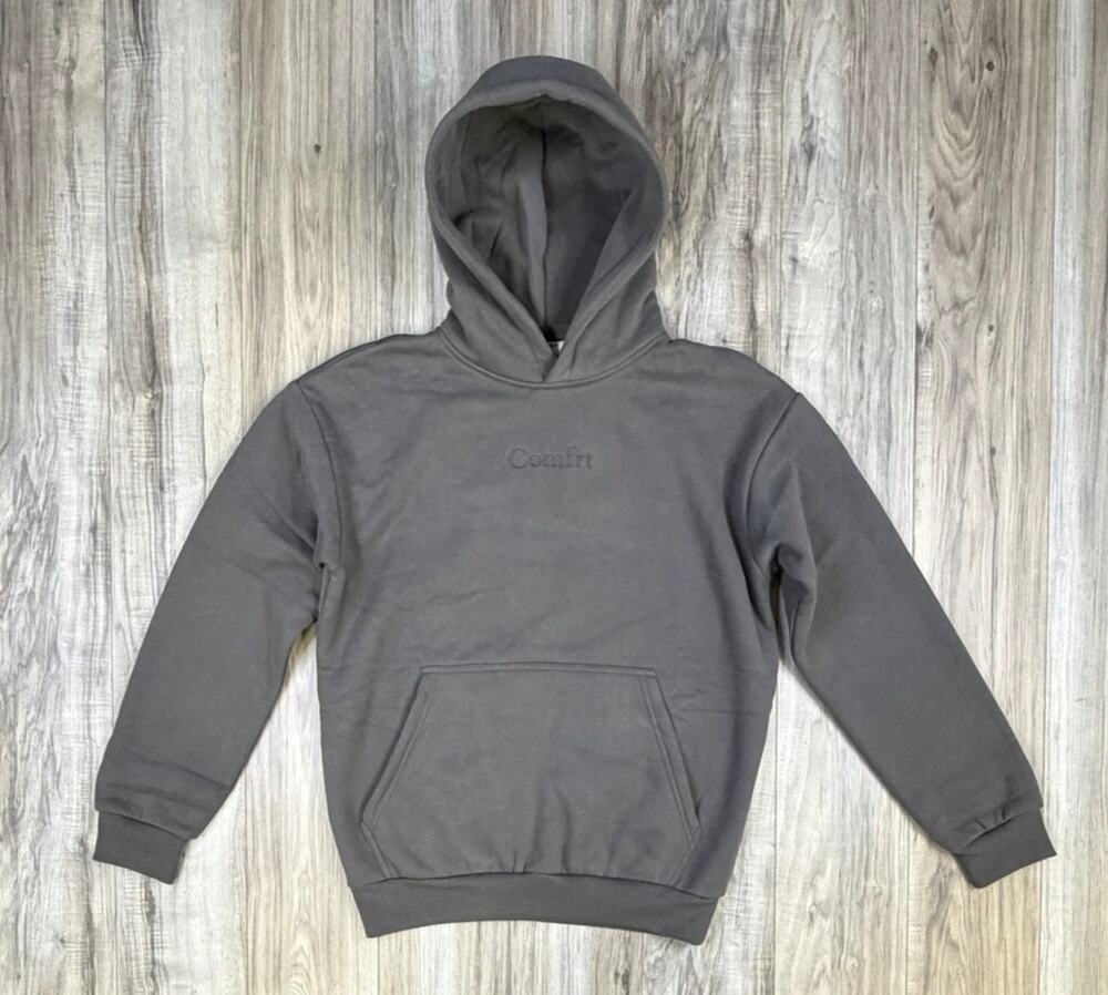 Comfrt Signature Hoodie Steel Grey Heavyweight Fleece Unisex Size S NEW